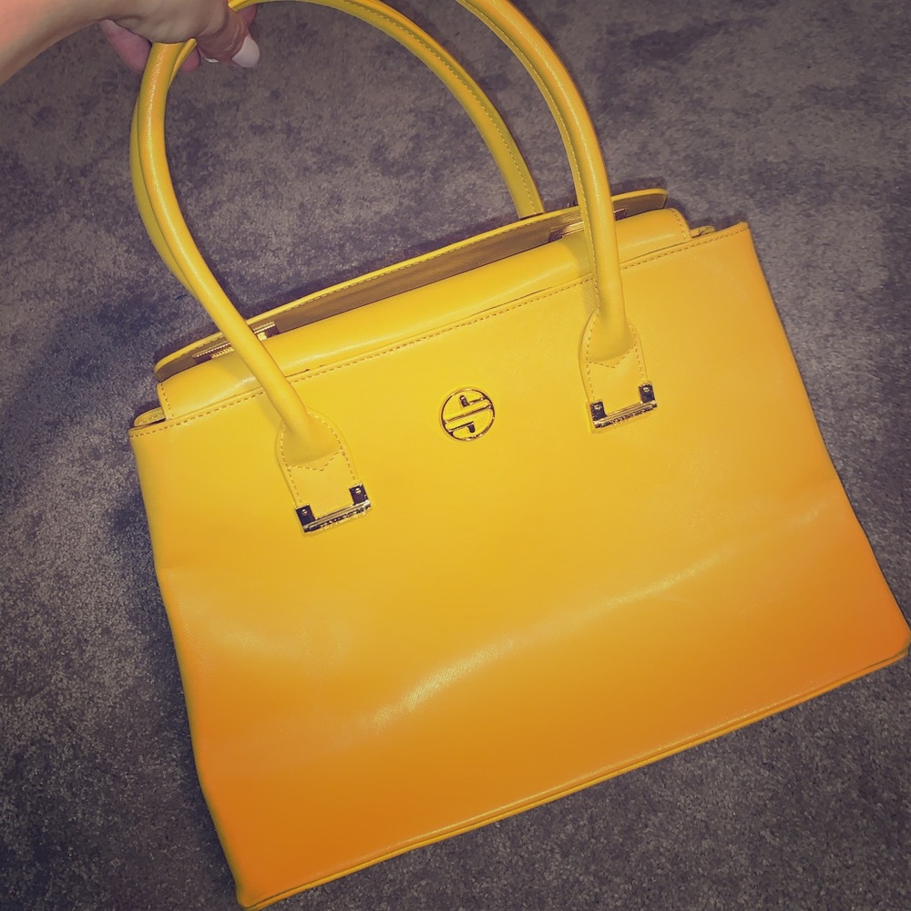 Segolene en cuir Mustard tote